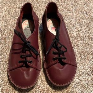 Vintage red leather loafers
